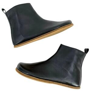 Pelanir Mysia Barefoot Ankle Boots Black Leather Wide Toe Box Minimalist Size 38
